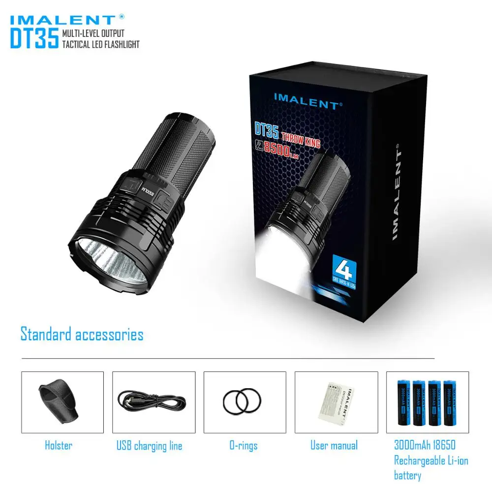 IMALENT DT35 USB Перезаряжаемый фонарик CREE XHP35 8500 люмен 1000 метров тактический светодиодный фонарь с 18650 литий-ионным аккумулятором