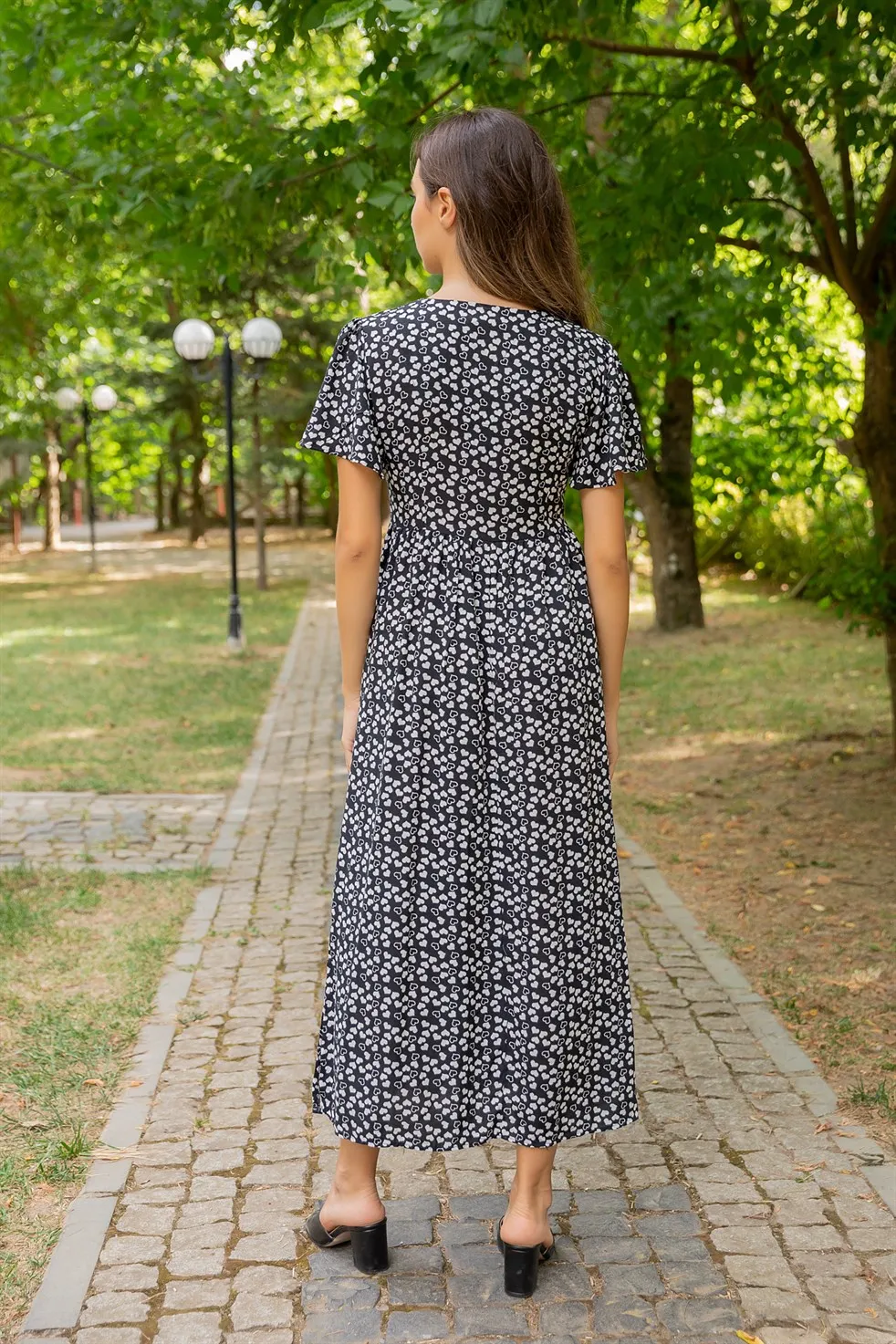 

Heart Pattern Waist Girdle Dress-BLACK
