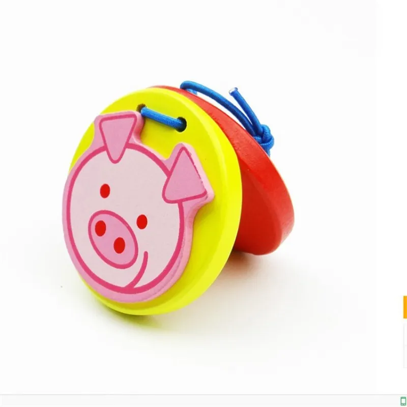 Детская игрушка Мультяшные деревянные животные кастаньеты Детские музыкальные