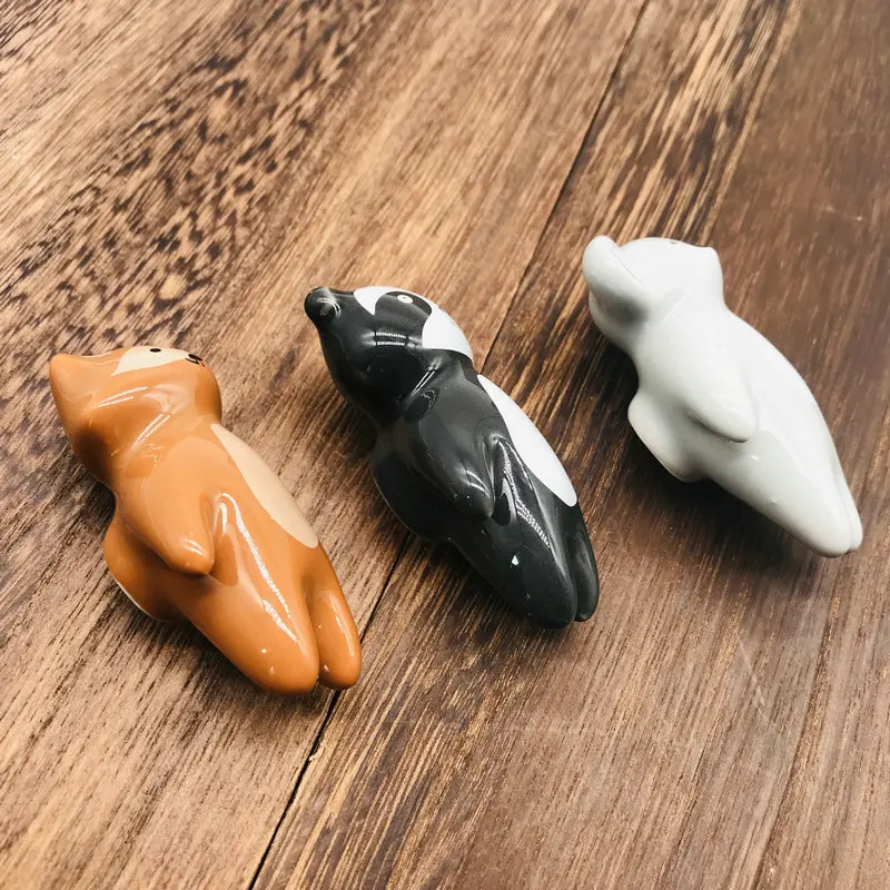 1x керамическая ручка фарфоровая в мультяшном стиле для мебели шкафа комода дома