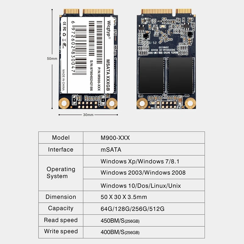 Wicgtyp жесткие диски mSATA SSD 64 Гб 128 ГБ 256 512 1 ТБ 2 Ssd SATA3 Внутренний твердотельный диск hd