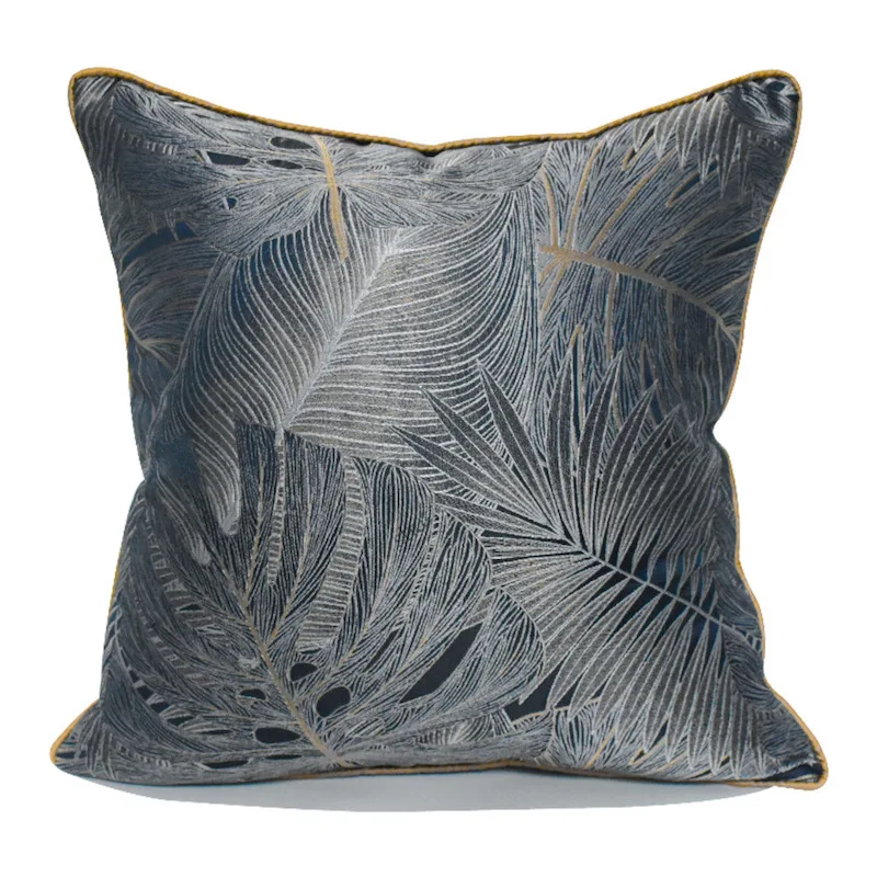 

Jungle Leaf Cushion Cover Couch Decorative Pillow Case Art Home Modern Luxury Simple Palm Silver Jacquard Sofa Chair Coussin