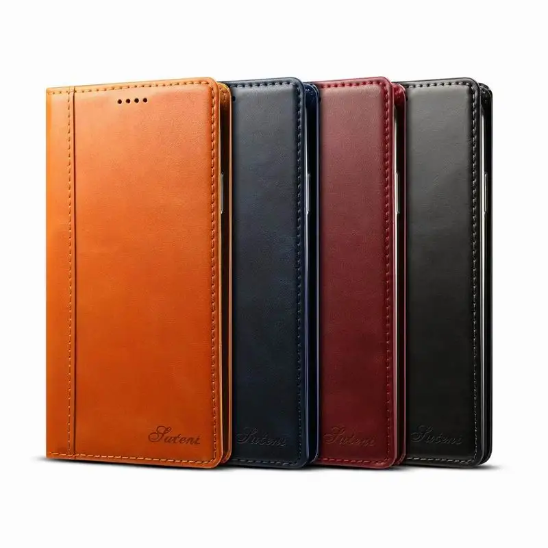 Магнитный флип чехол из натуральной кожи для мобильного телефона iPhone 7 8 Plus X XS Max XR