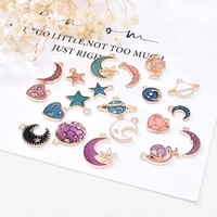 20pcs popular cute enamel plated mixed moon love planet handmade pendant small jewelry multi style diy accessories