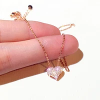luxury zircon love heart shape necklace for women dainty fashion wedding bridal jewelry choker pendant gifts