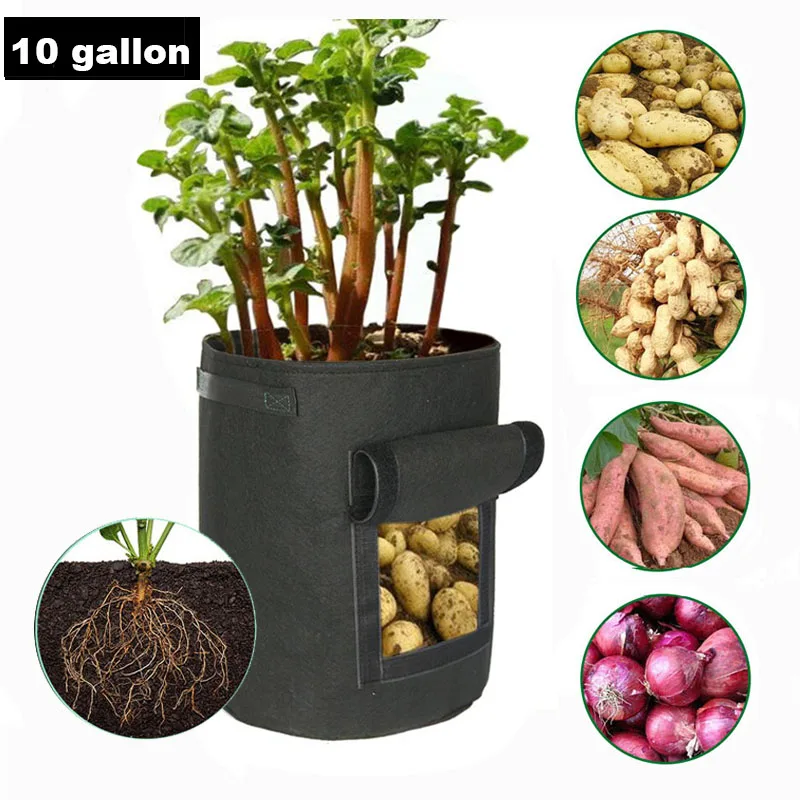 

10 Gallon Garden Grow Bags Flower Vegetable Aeration Planting Pot Container Fruit Plants Growing Planter Pouch With Handles