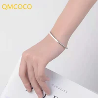 qmcoco silver color fashion simple geometric bracelet for woman birthday jewelry gifts design open adjustable hand ornament