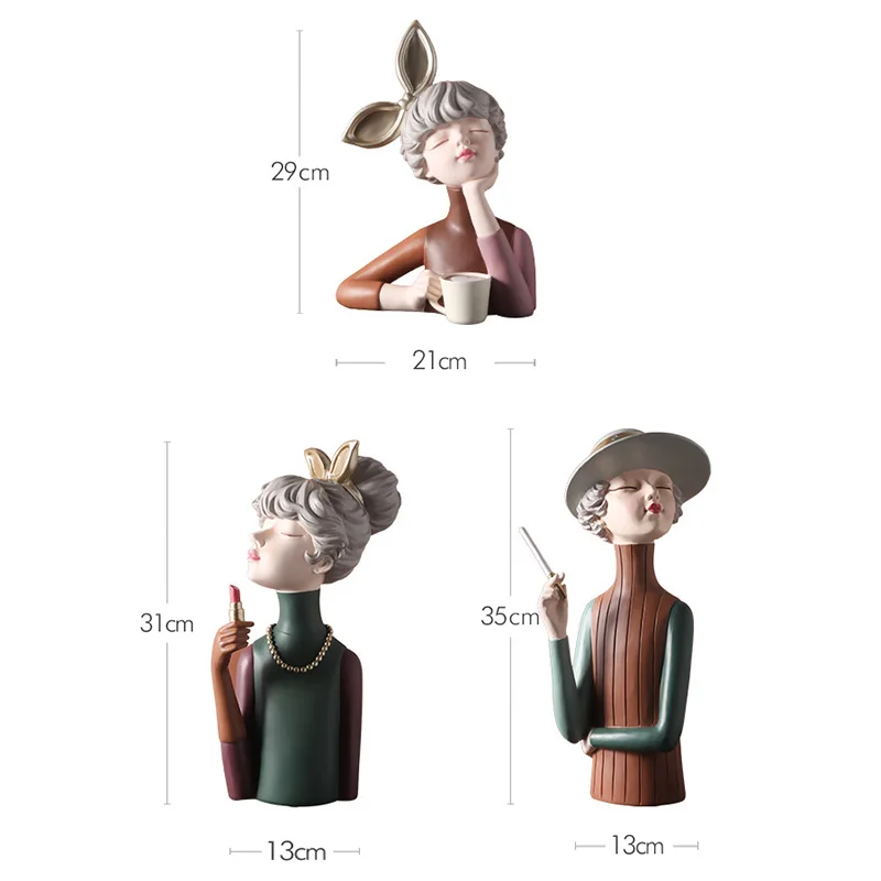 

Nordic Bow-knot Resin Girl Resin Statue Modern Sweet Young Girl Figurines Home Office Desktop Ornaments Crafts Decorative Gifts