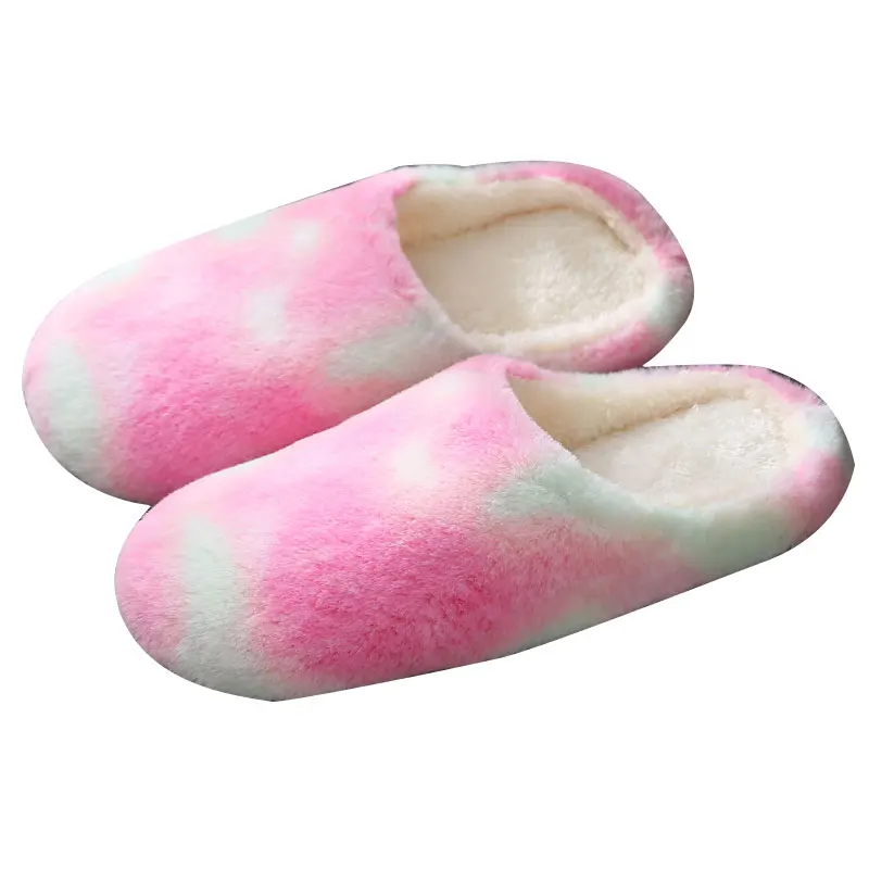 

Women Winter Home Slippers Tie dye Non-slip Soft Winter Warm House Slippers Indoor Bedroom Lovers Couples Floor Slippers 2020