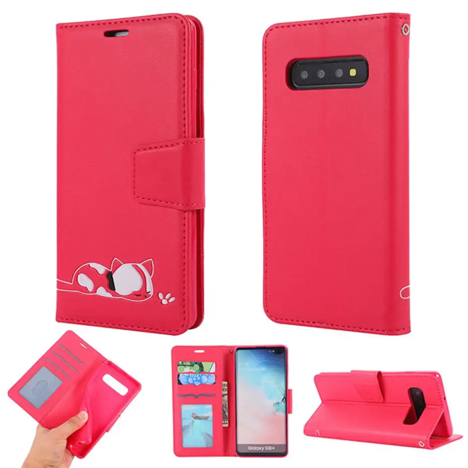 Кожаный чехол с откидной крышкой для samsung Galaxy S10 E S9 J4 J6 A7 A6 плюс A10 A20 E A30 A40 A50 A70 милый кошелек с котами чехол для телефона