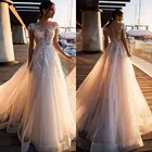 2021 пляжные свадебные платья, кружевные свадебные платья с аппликацией в стиле бохо, винтажное фатиновое цельнокроеное Платье