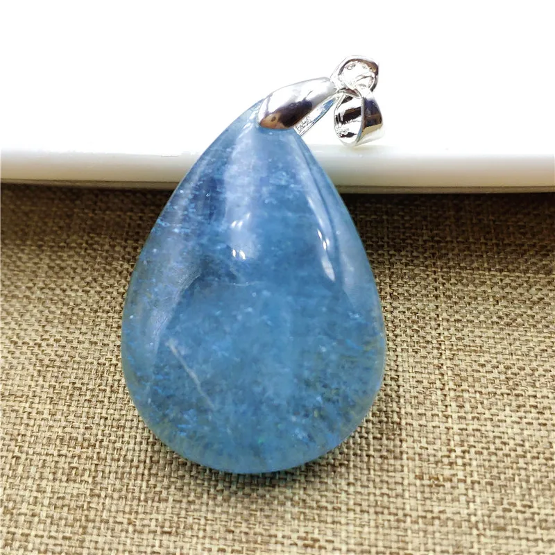 

Натуральный Синий Аквамариновый кулон в форме капли воды 33x23x7 мм из Бразилии для женщин и мужчин модное ожерелье из камня AAAAA