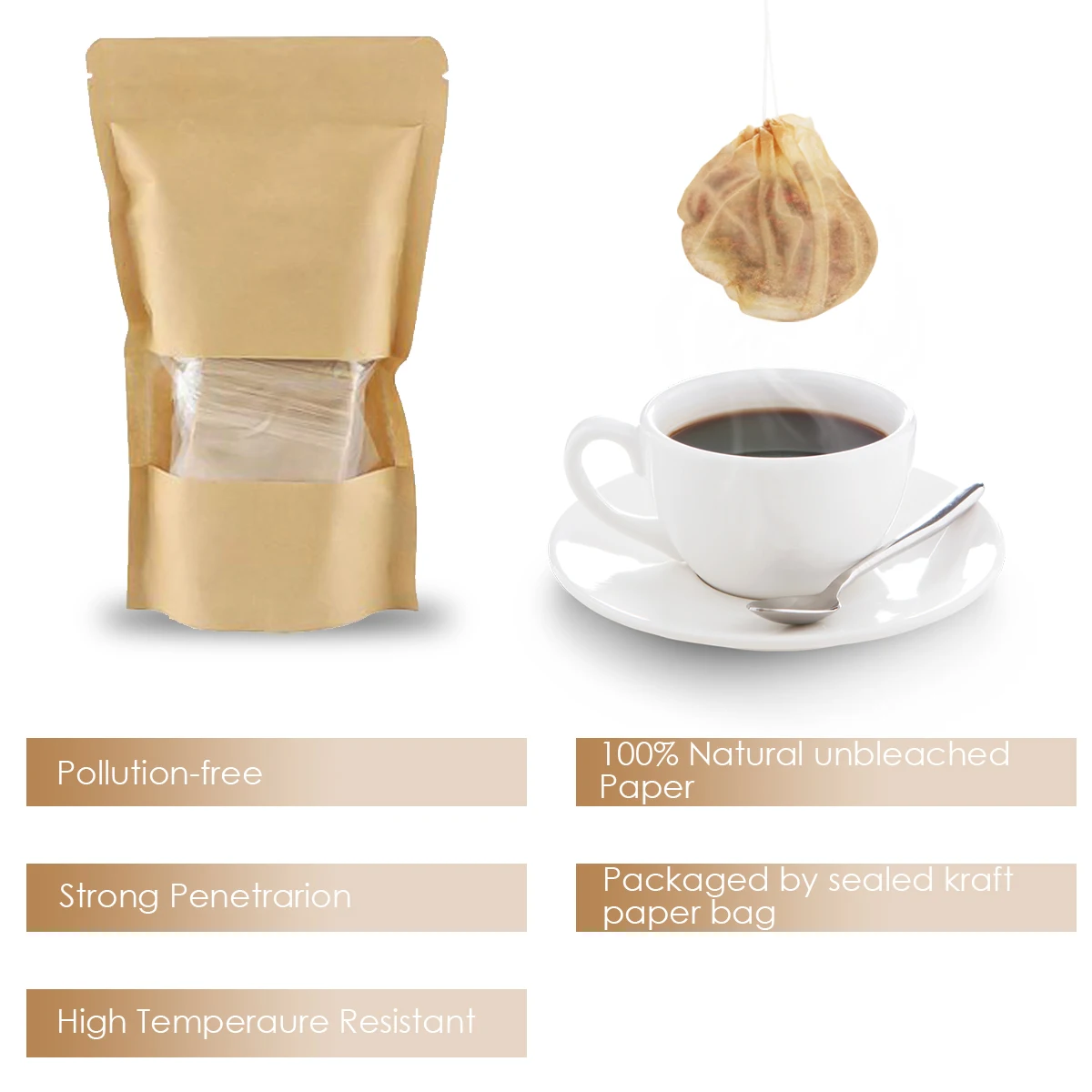 300 шт. чайные пакеты с фильтрами нетоксичный инфузер натуральная неотбеленная