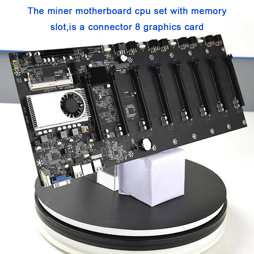 

Miner Motherboard BTC-T37 Mining Machine CPU Group 8 Video Card Slots Memory VGA Interface With LowPower Consume For Windows7/10