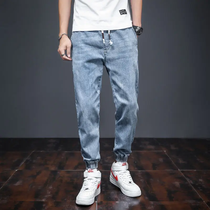 Summer Jeans Men Loose Harem Pants Sports Leisure Korean Fashion Male Denim Cargo Jeans Hip Hop Trousers Baggy Jeans Street Wear