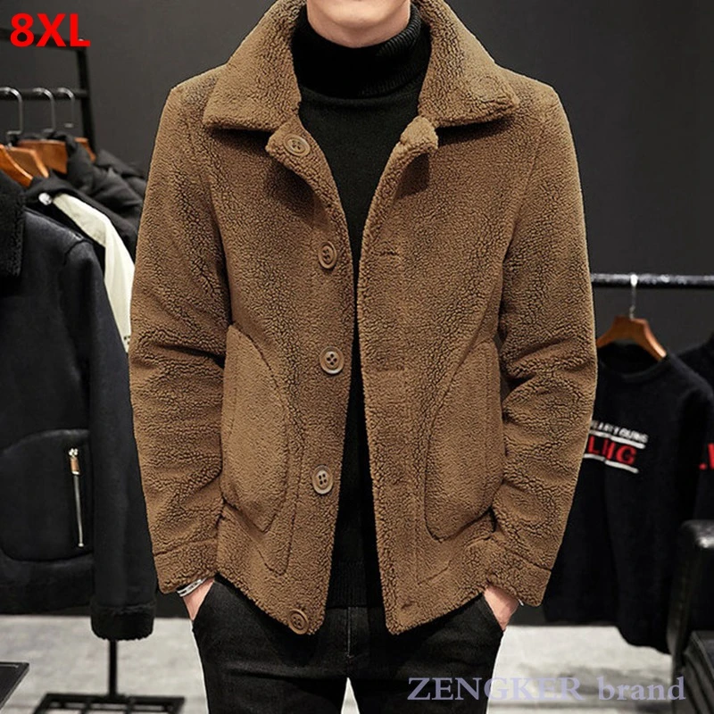 

Зимняя флисовая куртка в гранулированном стиле, Мужская Двухсторонняя куртка, модная утепленная куртка 8XL 7XL