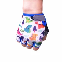 5 16t children sports half finger gloves for skateboard outdoor bicycle sunscreen stretch kids gloves with wolf dinosaur pattern