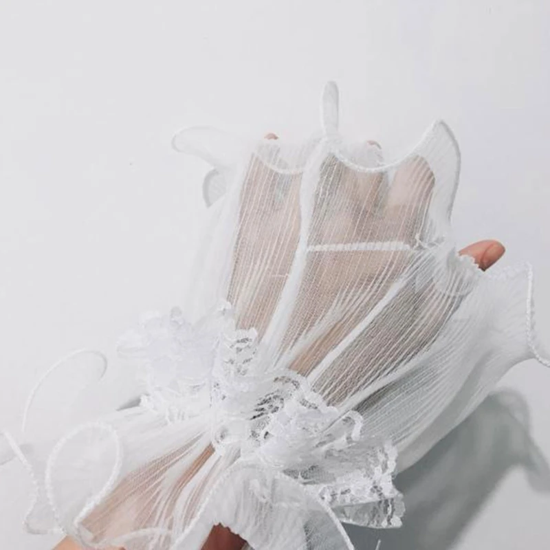 

Gothic Lace Mesh Stretch Wrist Cuffs Bracelet Ruffled Detachable Fake Sleeve
