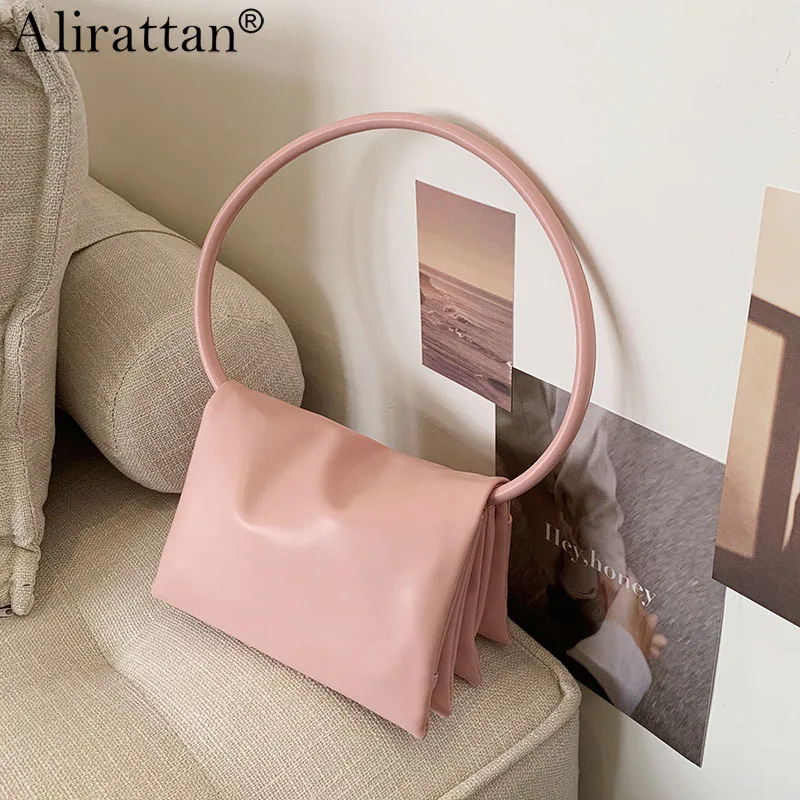 

Retro Solid Color PU Leather Shoulder Bags For Women 2021 Summer New Fashion Brand Ladies Handbags Leisure Travel Female Bag