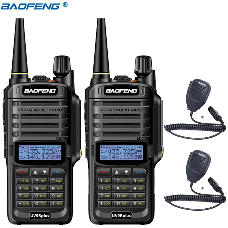 2 шт. baofeng UV-9R plus Водонепроницаемая портативная рация Высокая мощность двухстороннее радио VHF UHF портативная рация uv9R plus - Цвет: add speaker