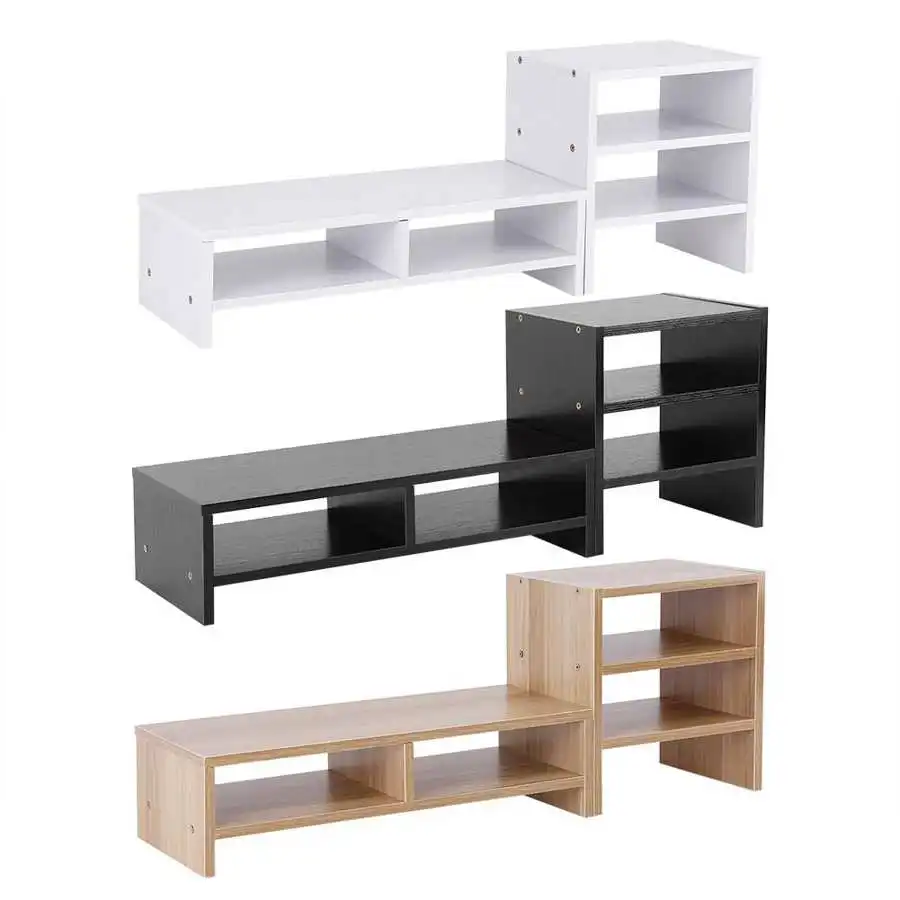 

Computer Laptop Monitor Riser Stand Desktop Wooden Storage Organizer + 3-Layer Shelf speaker Monitor Stand