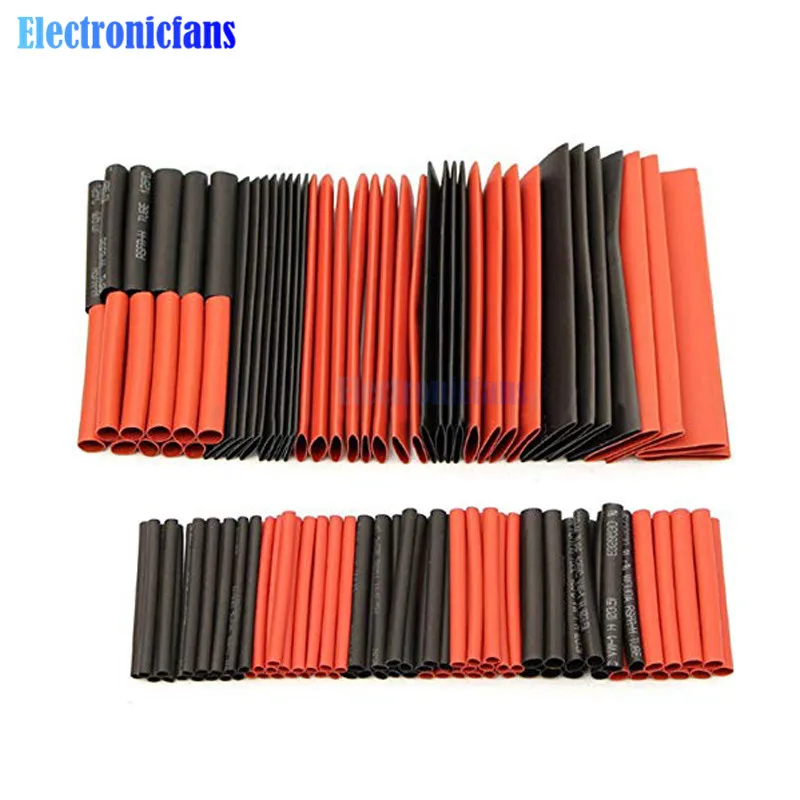 Термоусадочные трубки красные и черные полиолефиновые 2:1 комплект изоляционные