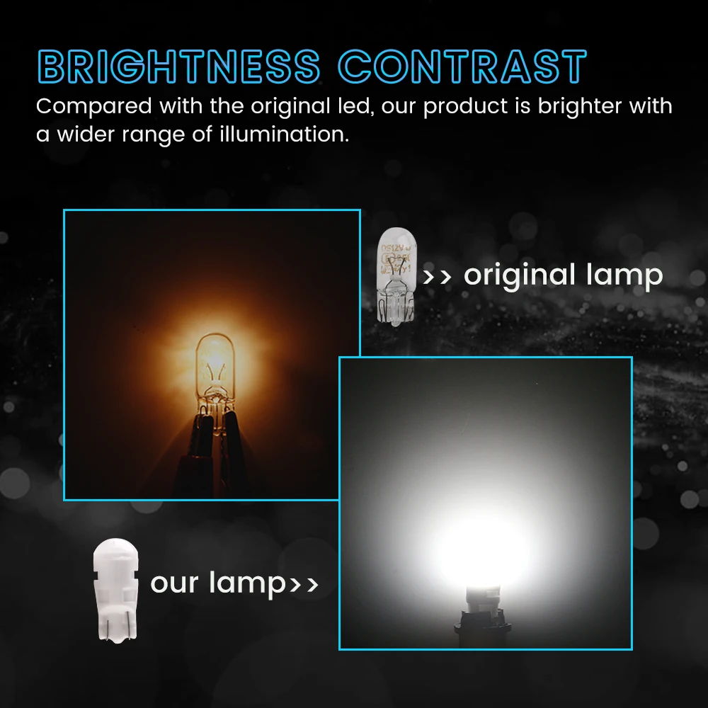 100 шт. автомобильные Сменные лампы T10 W5W керамические матовые линзы 2835 детской для