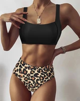 sexy bikini 2021 leopard bathing suit high waist swimsuit push up plus size beachwear bandage swimwear women hot bandeau biquini
