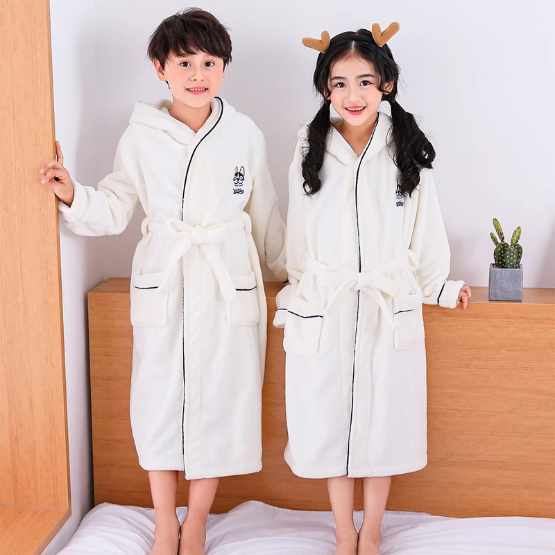 Зимняя ночная рубашка для мальчиков банный халат девочек фланелевые халаты