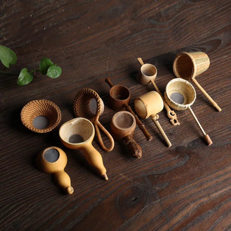 Creative Japanese-style Tea Ceremony Bamboo Filter Meng Zong Root Spoon Leak Set | Дом и сад