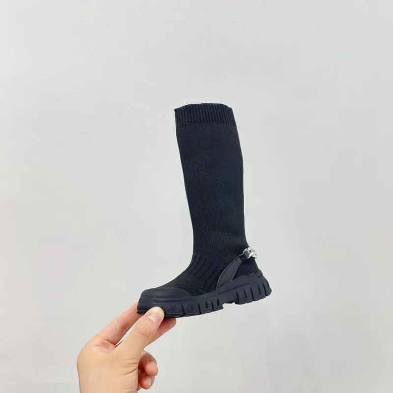 

Autumn Kids Long Boots For Girls Fashion Cool Rubber Boots Knee-high Children's Motorcycle Boots Martin Boots For Girls