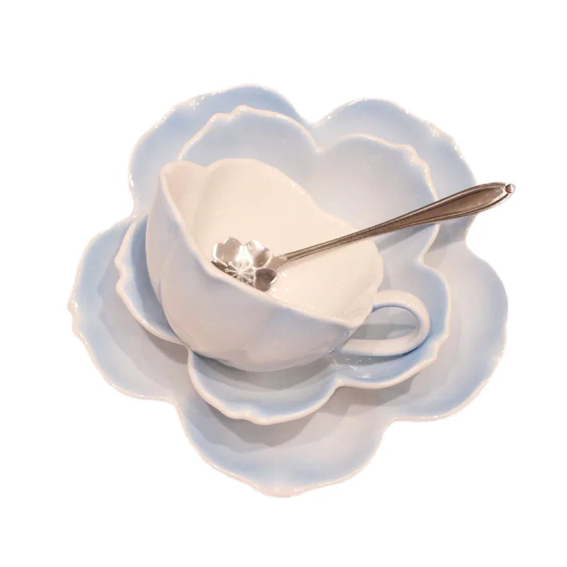 

British Tea Pink Cute Coffee Cup Cherry Nordic Style Flower Ceramic Cups Coffee Cup Travel Saucer Tazas De Ceramica Coffee Cups
