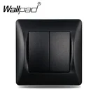 ЕС матовая Пластик рамки 2 Gang 1 позиционный переключатель пуш Кнопка ВКЛ ВЫКЛ настенный светильник переключатель Wallpad черный переключатель 2 светильник панель переключателя