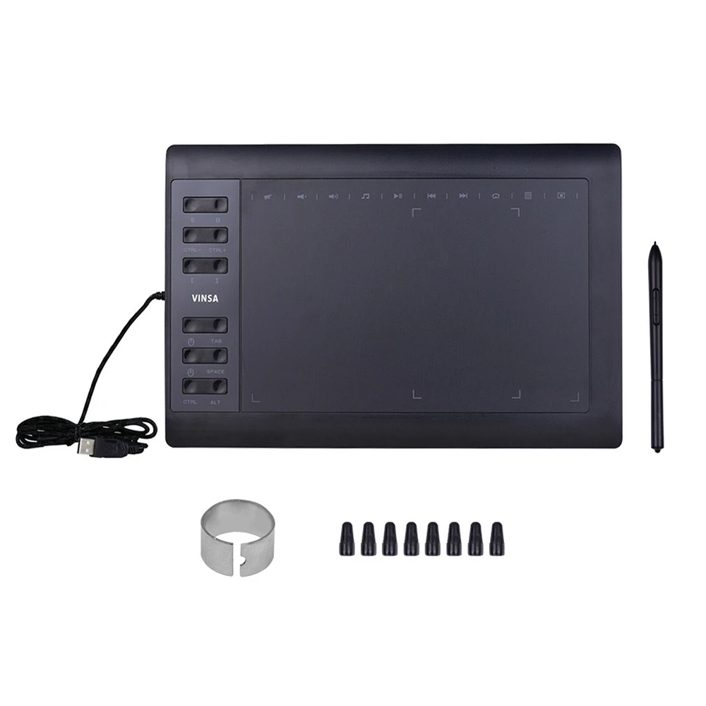 

Graphics Drawing Tablet VIN1060PLUS 10x6 Inch 12 Express Keys 8192 Levels Battery-Free Digital Drawing Pad for Computer
