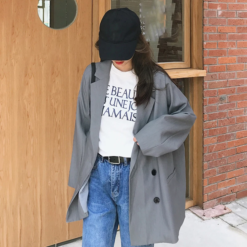 LANMREM 2020 новый модный весенний офисный женский свободный Двубортный повседневный