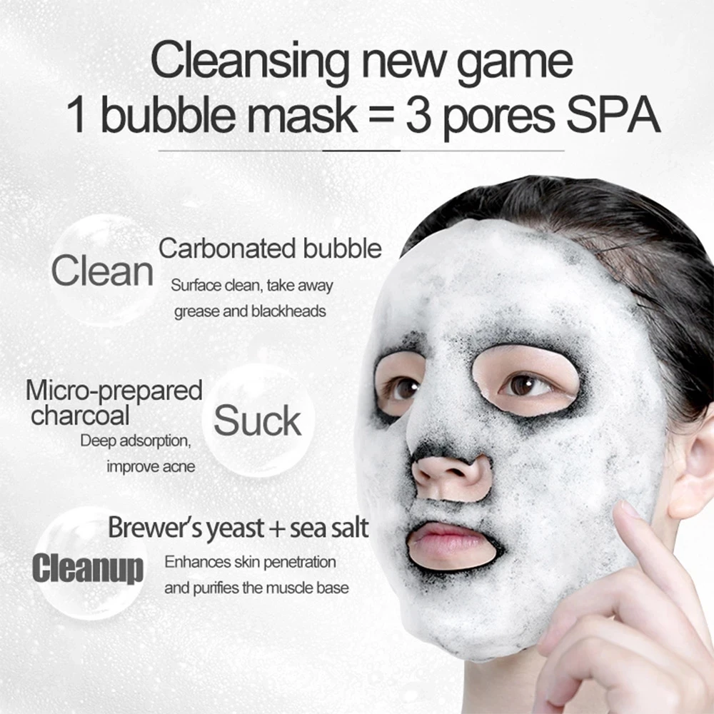 Buy Black Sea Salt Pure Moisturizing Bubble Facial Mask Deep Cleansing Oil Control Skin Rejuvenation Shrink Pore Foam on
