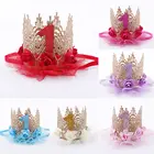 1 шт., шляпы для вечеринки по случаю Дня рождения для девочек на 1 год, корона принцессы ободок с цветочным принтом, украшение для первого дня рождения, праздничные товары