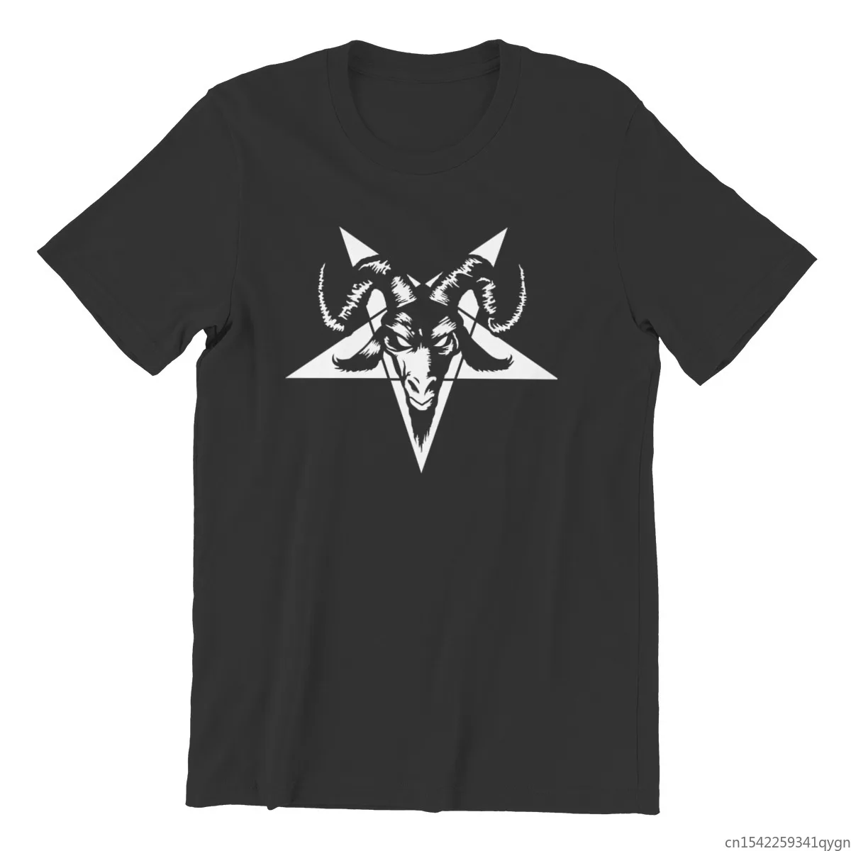 

Satanic Goat Head with Cross Black Hip Hop Football Men's T-shirt High Quality Men Clothing