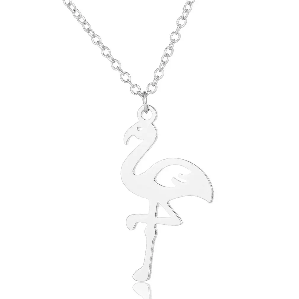 

1 Piece Ins Stainless Steel Jewelry Flamingo Necklace Holiday Gift Necklace Manufacturer Spot Wholesale