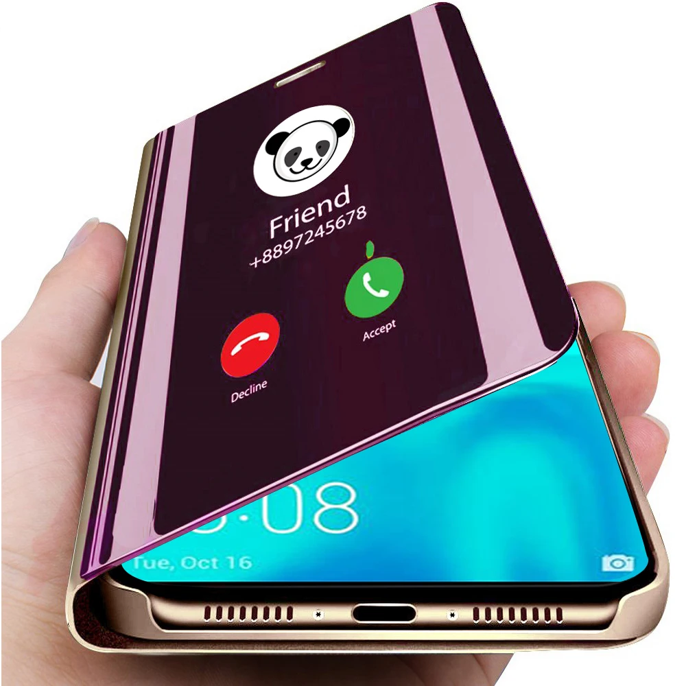 Роскошные откидные зеркальные чехлы для телефонов Huawei P Smart 2019 прозрачный чехол
