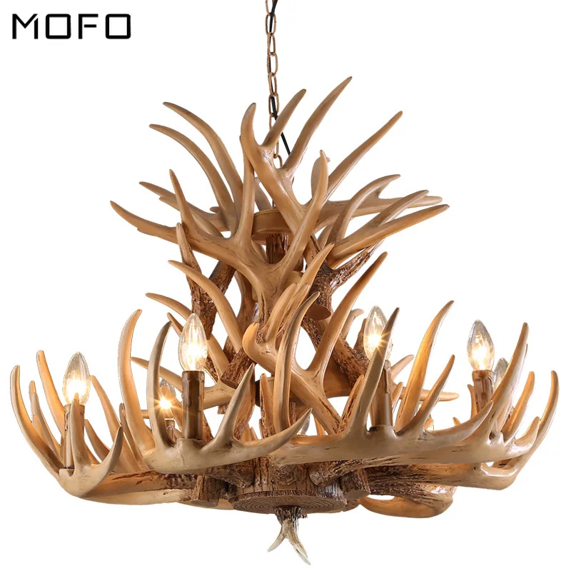 

Modern Decor LED Chandeliers Art Ceiling Industrial Indoor Chandelier Lighting Living Room Buck Deer Horn Antler Rustic Bar Lamp