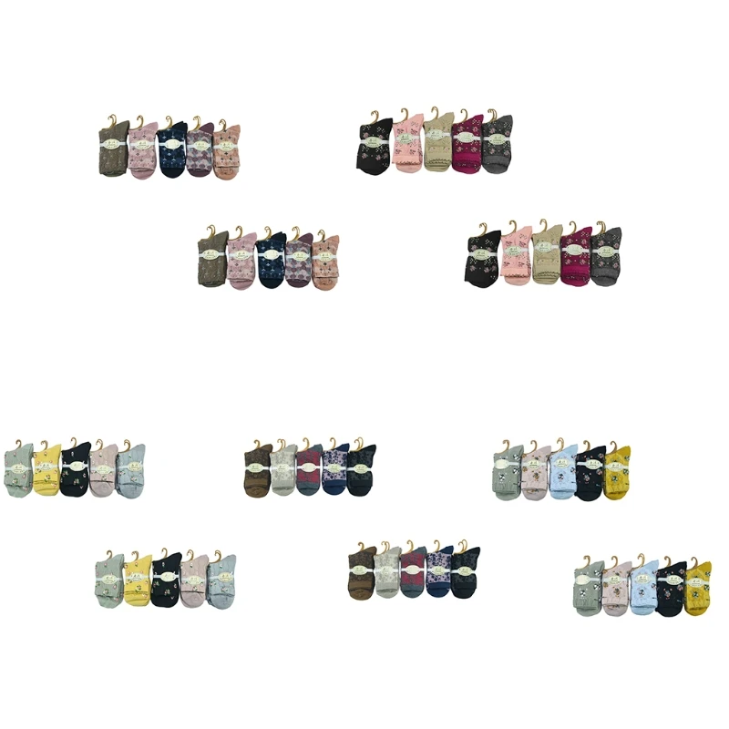 

Женские свободные носки Q6PB с оборками на манжетах, винтажные тисненые Цветочные Чулочные изделия, 10 пар