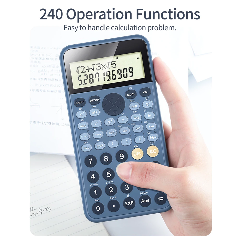 

Portable Scientific Calculator with 2 Line Display 240 Functions Mathematics Calculating Tool for School Student Office Supplies