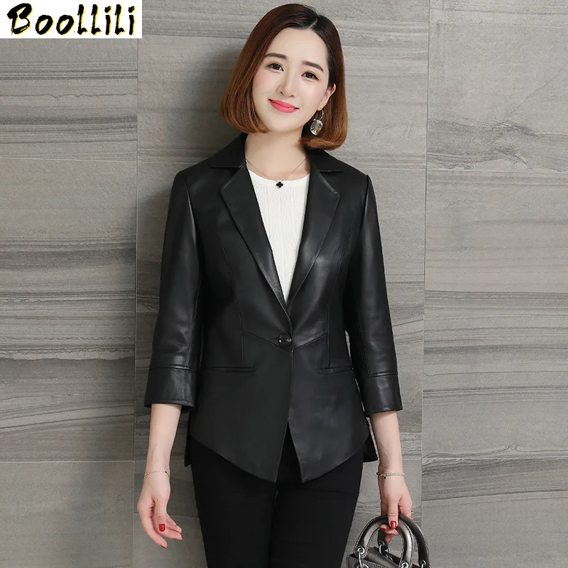 Genuine Boollili Spring Leather Jacket Women Real Sheepskin Coat Korean Blazer Leather Jackets Ladies 2023 Campera Mujer