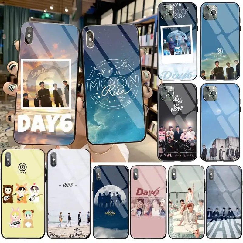 

YJZFDYRM kpop day6 Black TPU Soft Phone Case Cover Tempered Glass For iPhone 11 Pro XR XS MAX 8 X 7 6S 6 Plus SE 2020 case