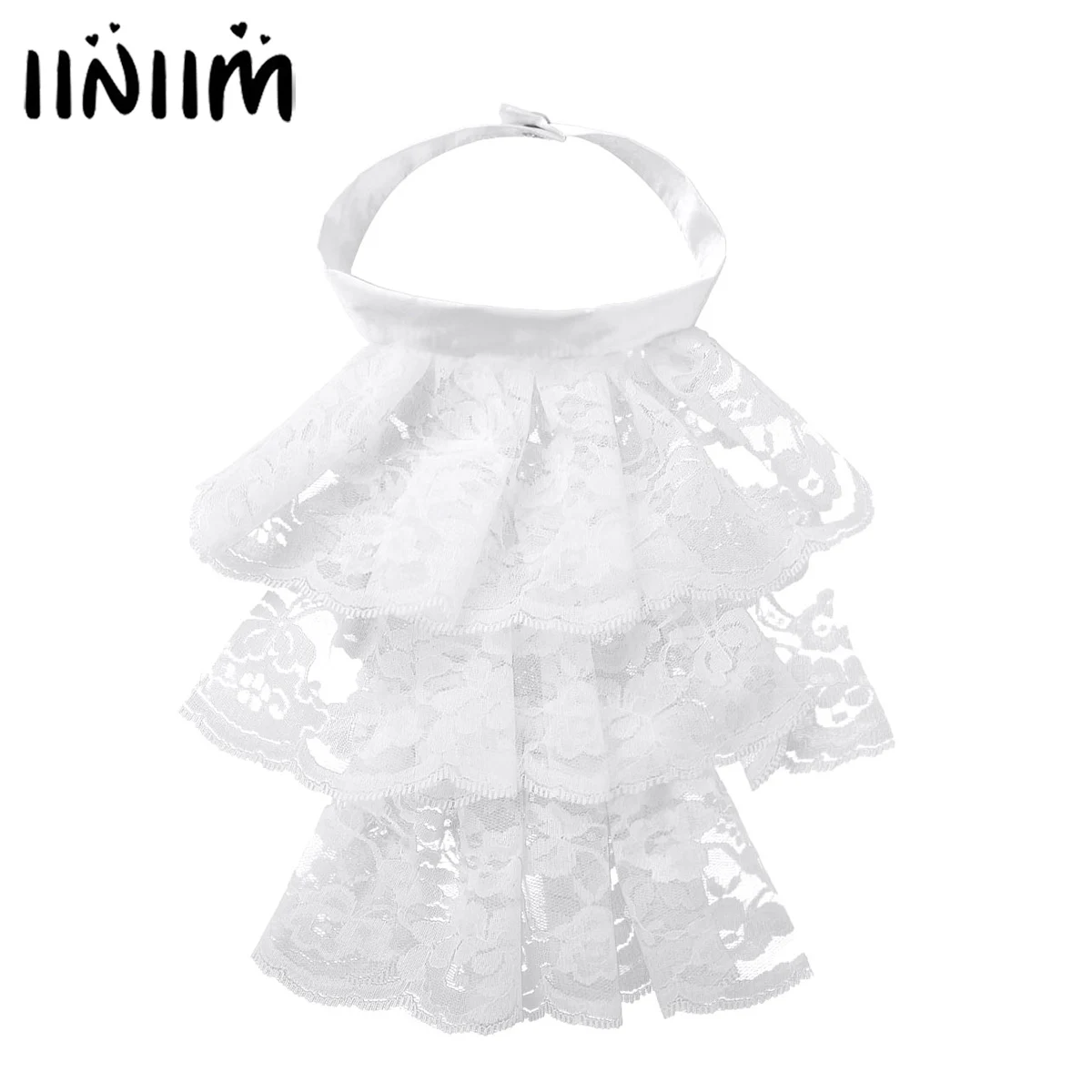 Iiniim Женская викторианская эпохи съемный гофрированный кружевной жабот воротник