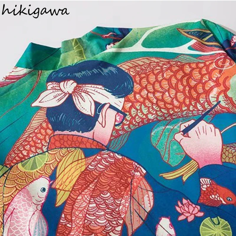 

Hikigawa Women Tops Harajuku Vintage Men Shirts Japan Fashion Lady Blouses De Mujer Turn Down Collar Oversize Blusas 2021