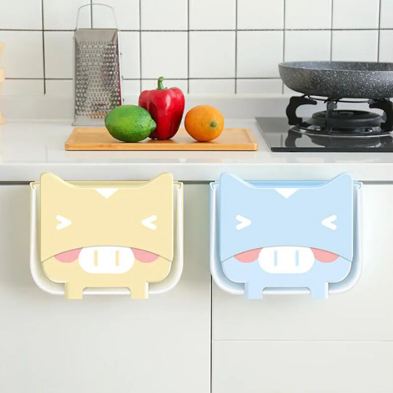 

Hanging Trash Can Wall Mounted Waste Bin Dustbin Folding Basket Cabinet Door Garbage Bucket Kitchen Storage