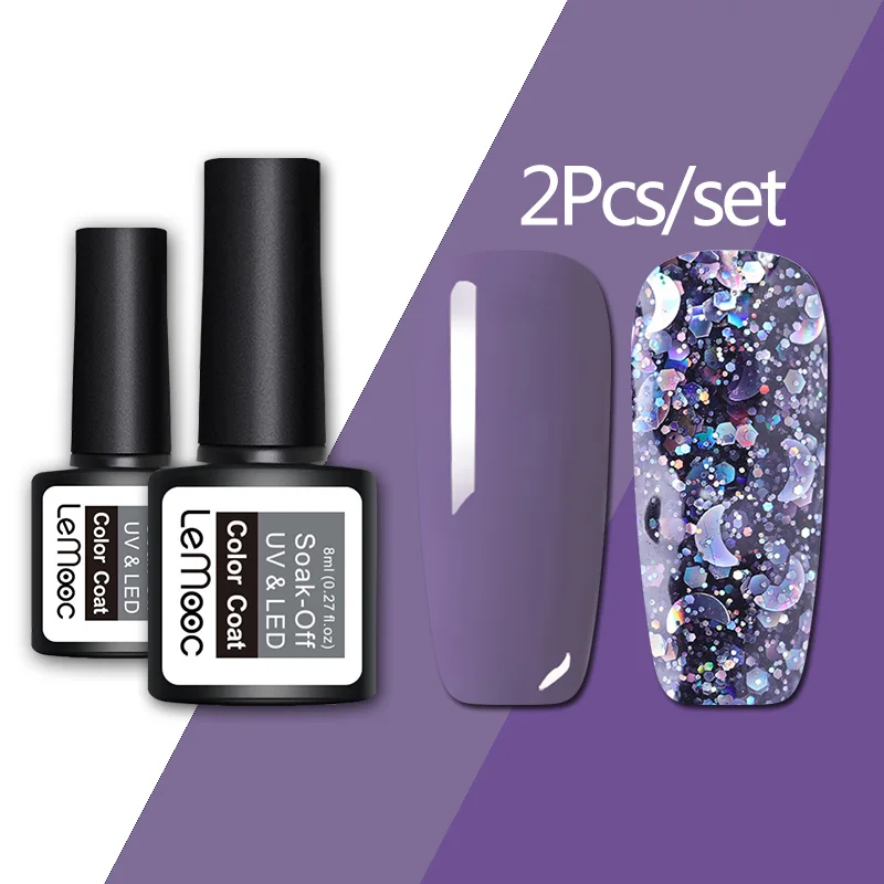 LEMOOC набор гель лаков для ногтей 8 мл цветной светодиодный Гель лак Полупостоянный