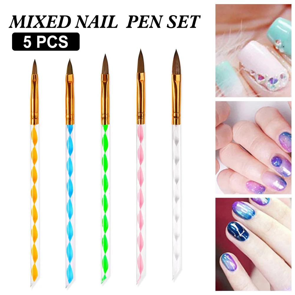 

Nail Brush For Manicure Gel Brush For Nail Art 5Pcs/Set Nail Brush Acrylic Liquid Powder Carving Gel Brush DIY Gifts for Women